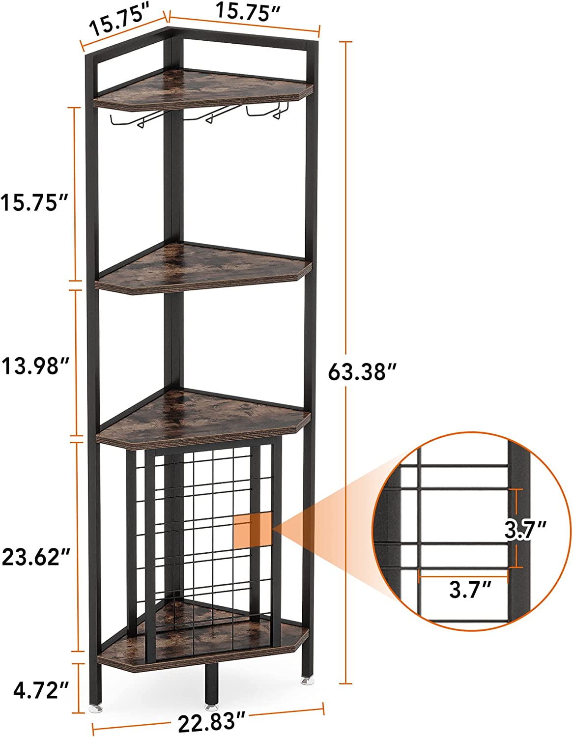 Corner Wine Rack with Glass Holder