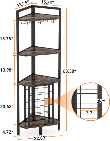 Corner Wine Rack with Glass Holder