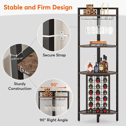 Corner Wine Rack with Glass Holder