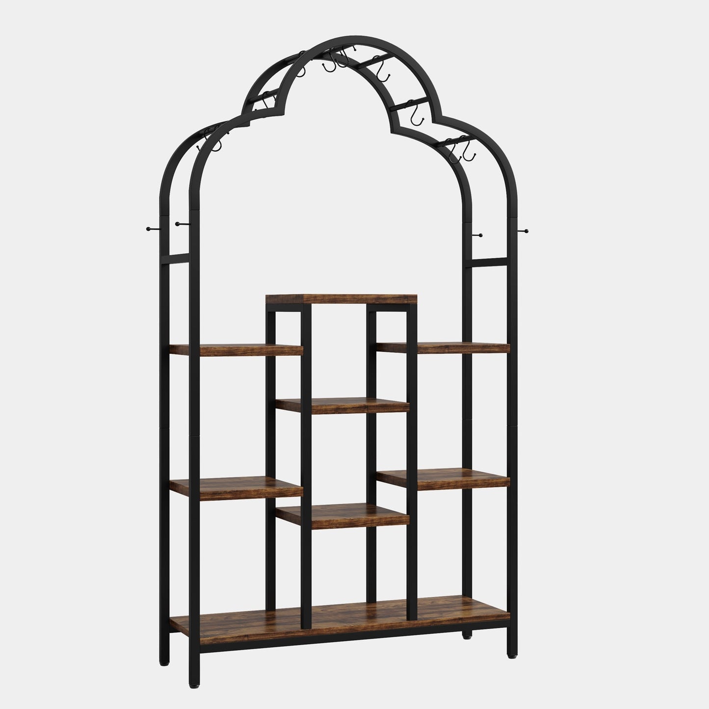 Arch Plant Stand with 10 Hanging Hooks