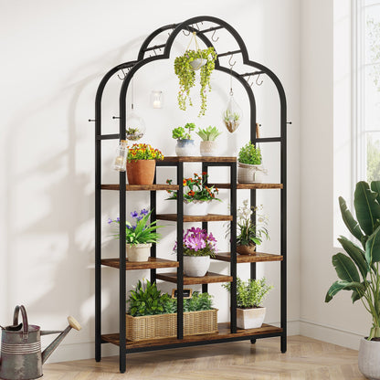 Arch Plant Stand with 10 Hanging Hooks