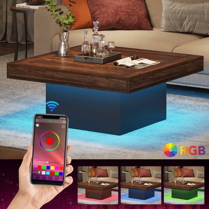 Square Coffee Table with LED Light