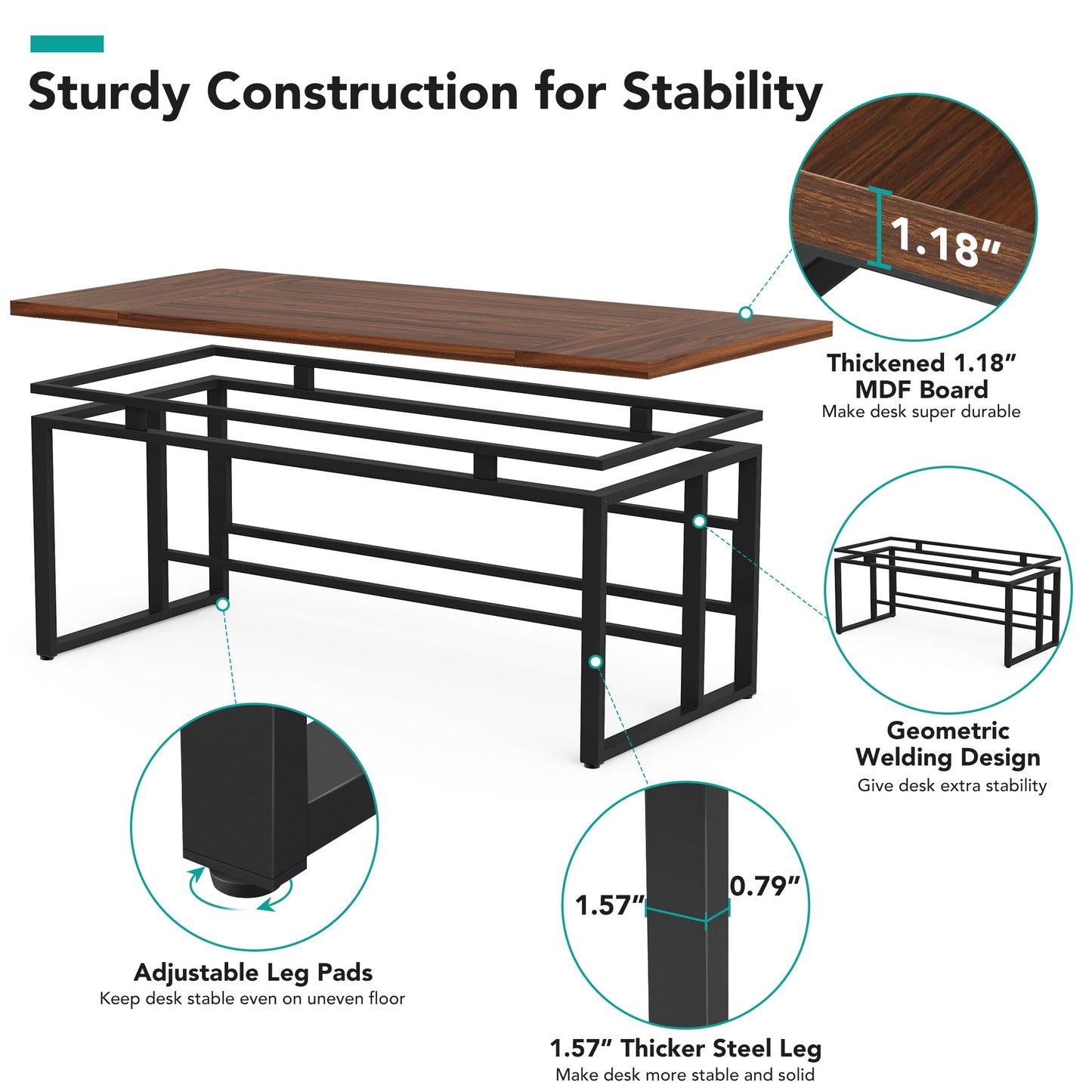 Large Computer Office Desk with Thickened Board