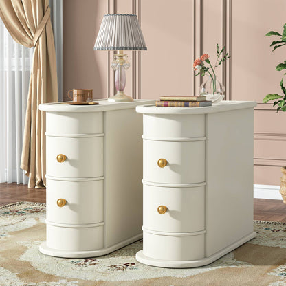 Side Table Nightstand with 2 Drawers