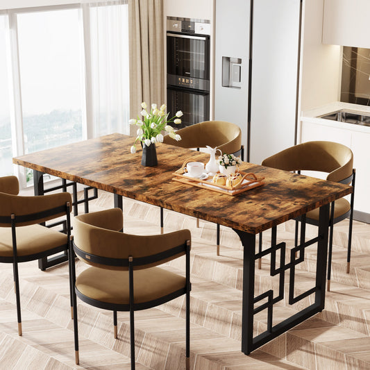 Rectangular Wooden Dinner Kitchen Table