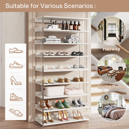 8-Tier Shoe Rack, 32 Pair Modern Shoe Storage Cabinet