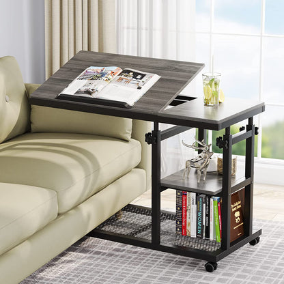 Mobile Side Table with Tiltable Drawing Board