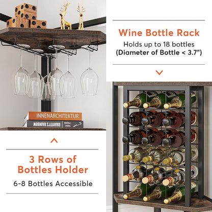 Corner Wine Rack with Glass Holder