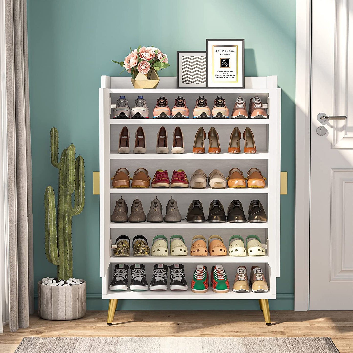 7-Tier Shoe Cabinet, Shoe Storage Organizer with Adjustable Shelves