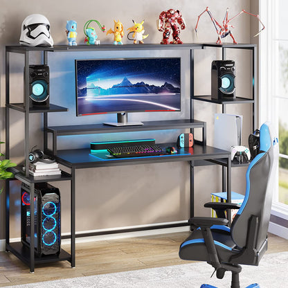 70" Gaming Desk with Hutch and Monitor Stand