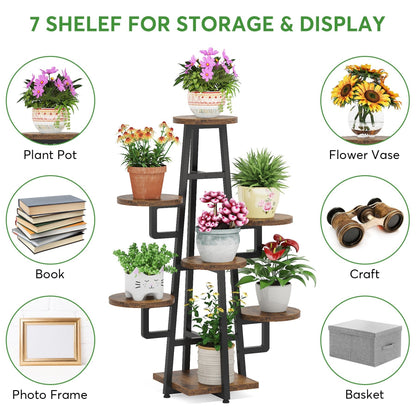 7-Tier Plant Stand, 43.3" Plant Pots Holder Rack Flower Stand