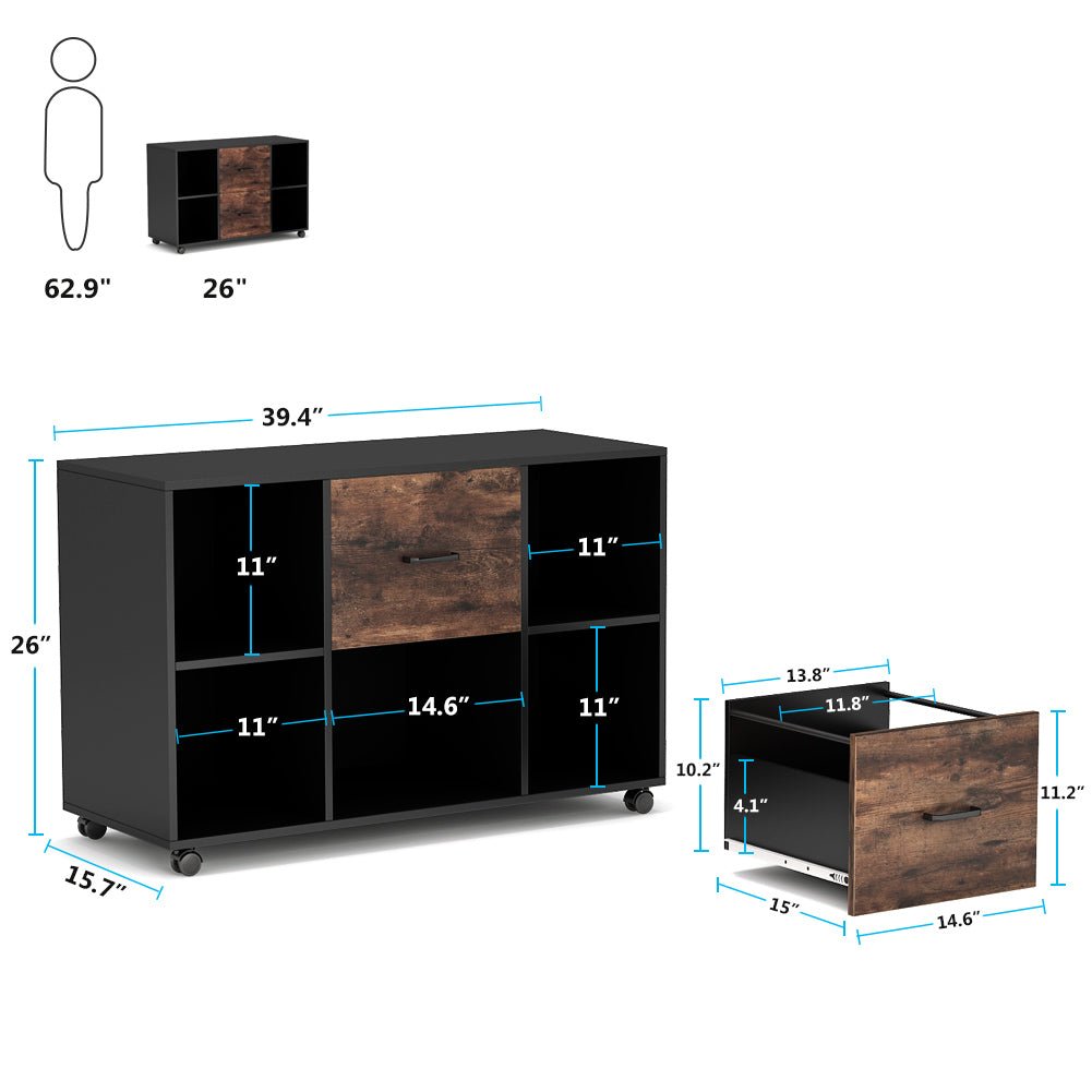 Large Mobile Filing Cabinet for Letter Size