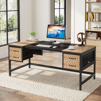 63" Computer Desk Executive Desk Writing Table with 4 Storage Drawers