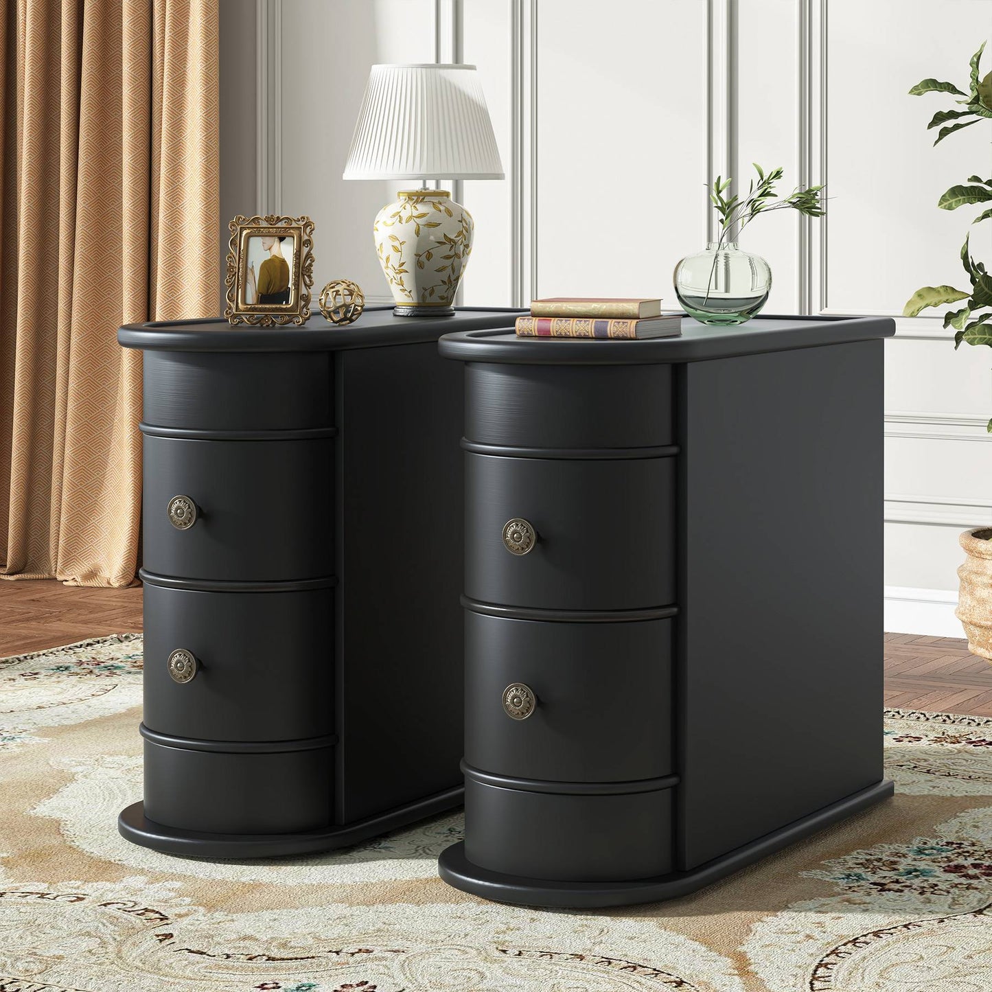 Side Table Nightstand with 2 Drawers