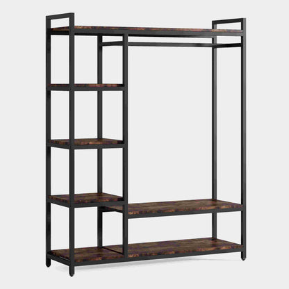 Closet Organizer with 6 Shelves and Hanging Bar