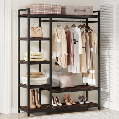 Closet Organizer with 6 Shelves and Hanging Bar