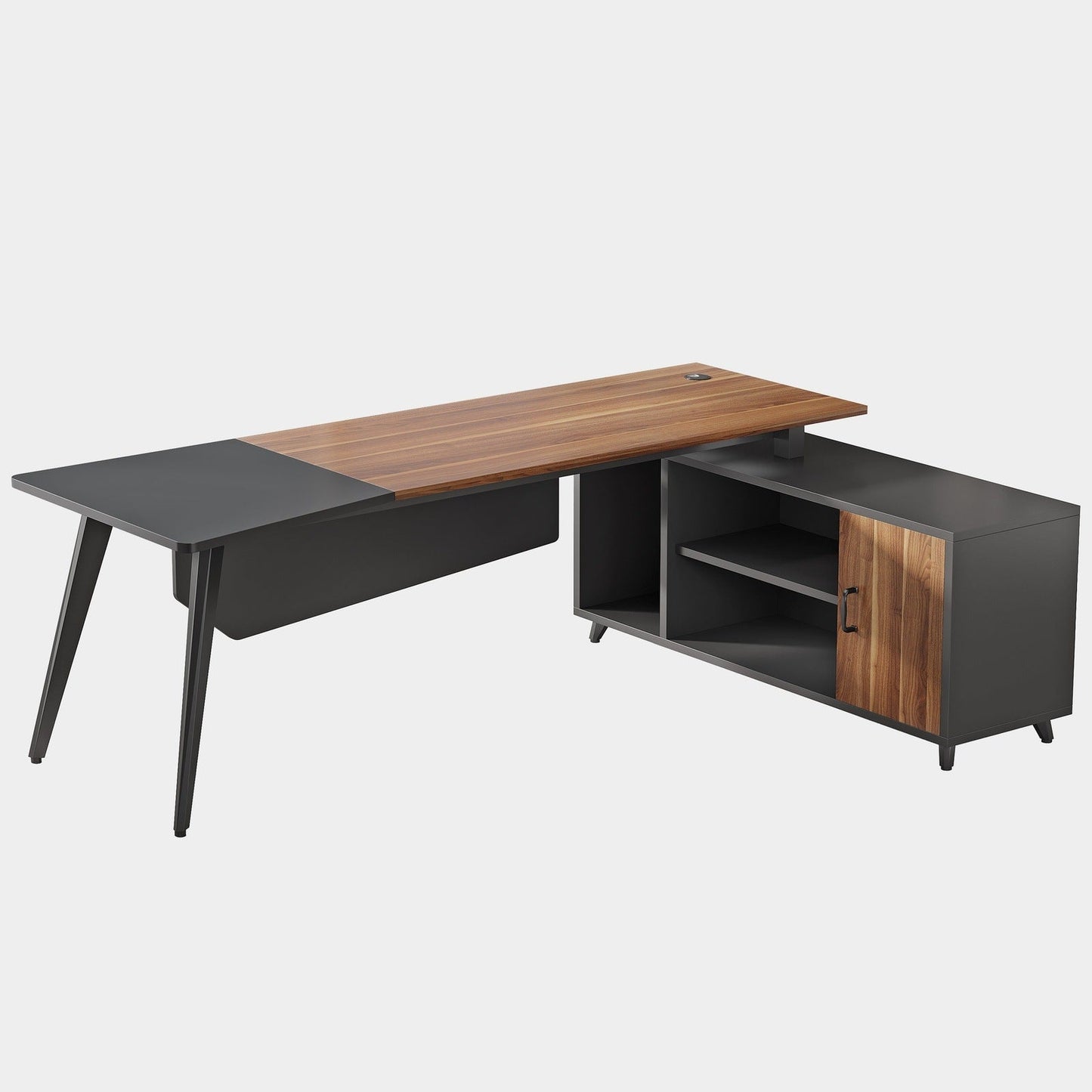 L-Shaped Desk with File Cabinet