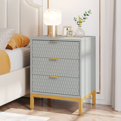 Tall Bedside Table with 3 Drawers