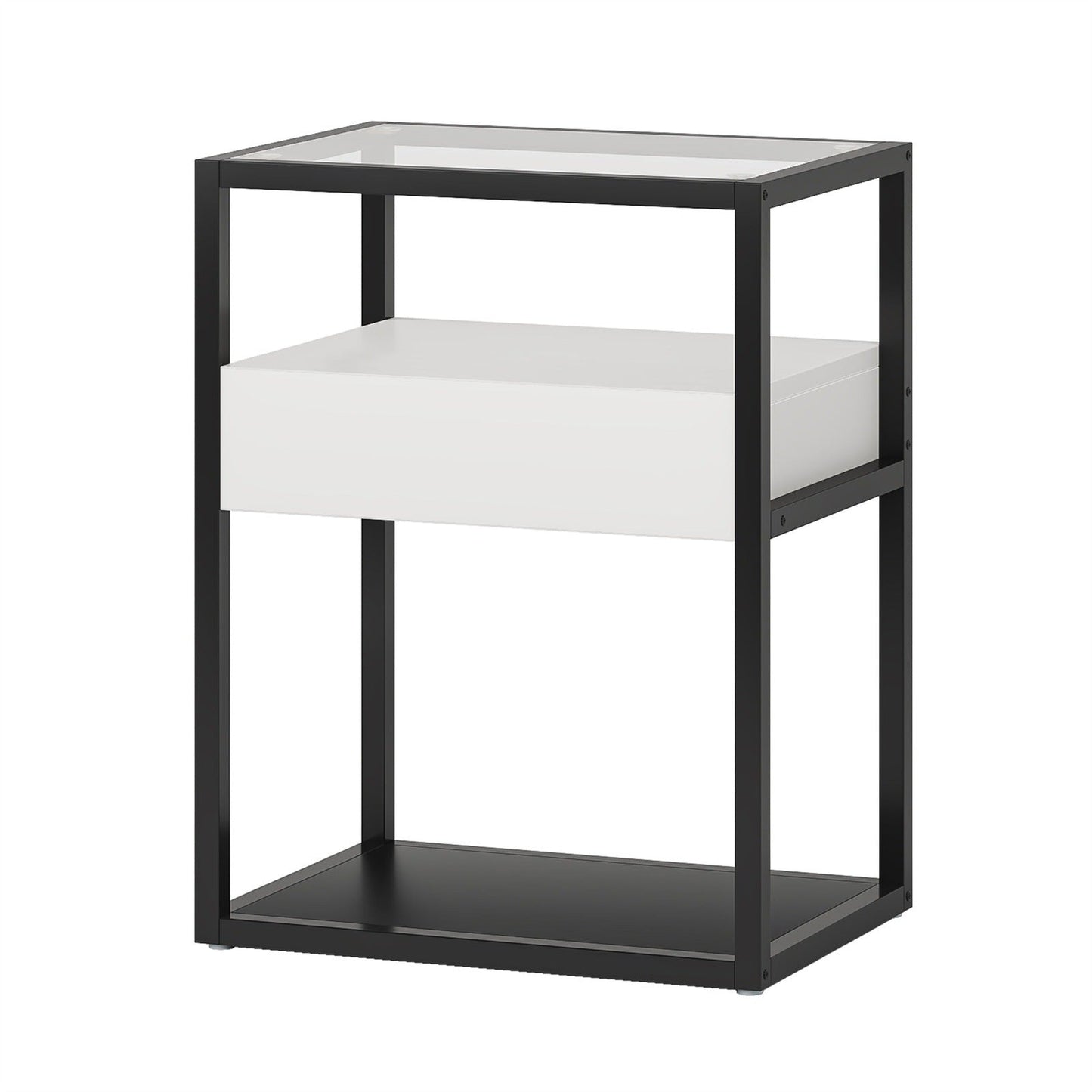 Modern Nightstand Side End Table with Drawer and Shelf