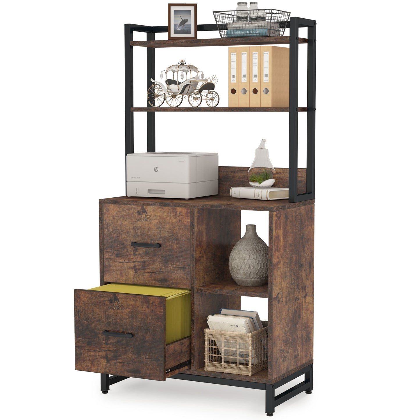 Industrial Vertical Filling Cabinet with Bookshelf