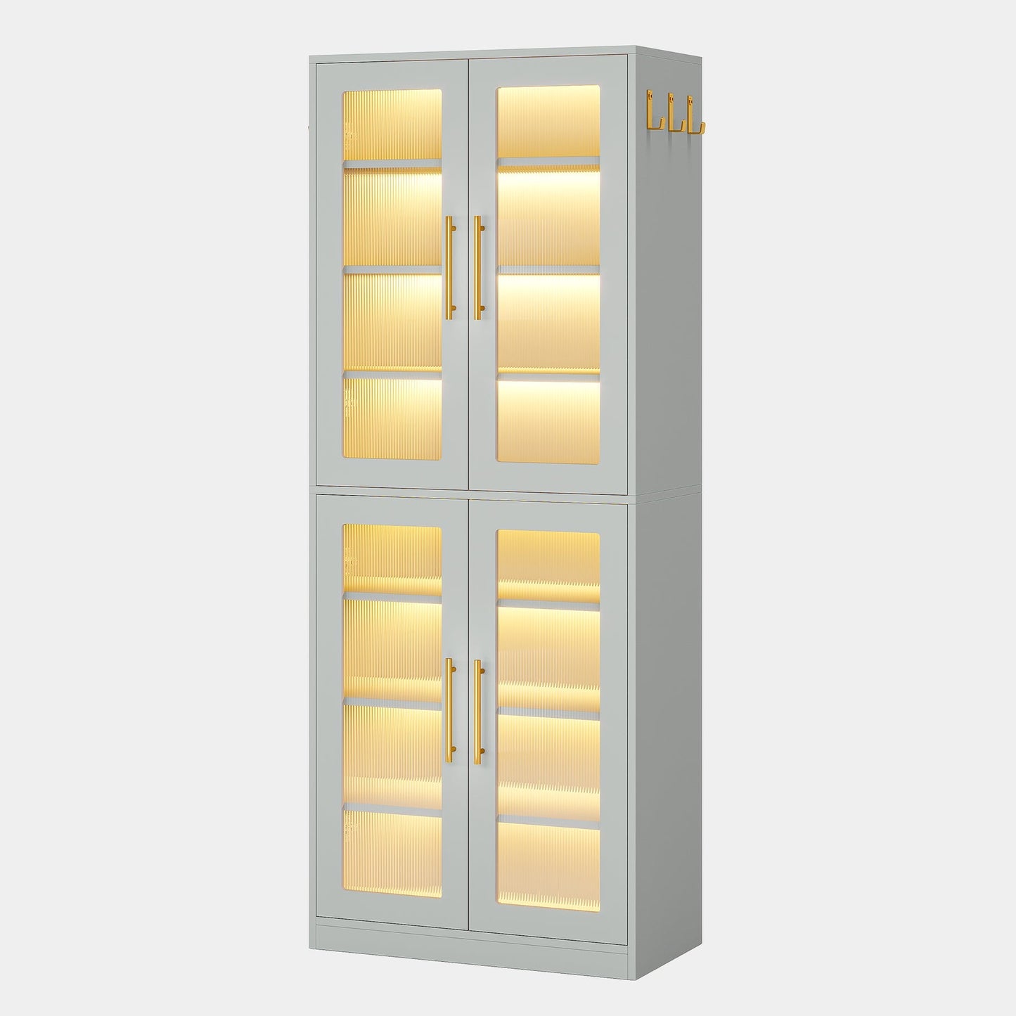 Freestanding Shoe Cabinet with Acrylic Doors and LED Lights