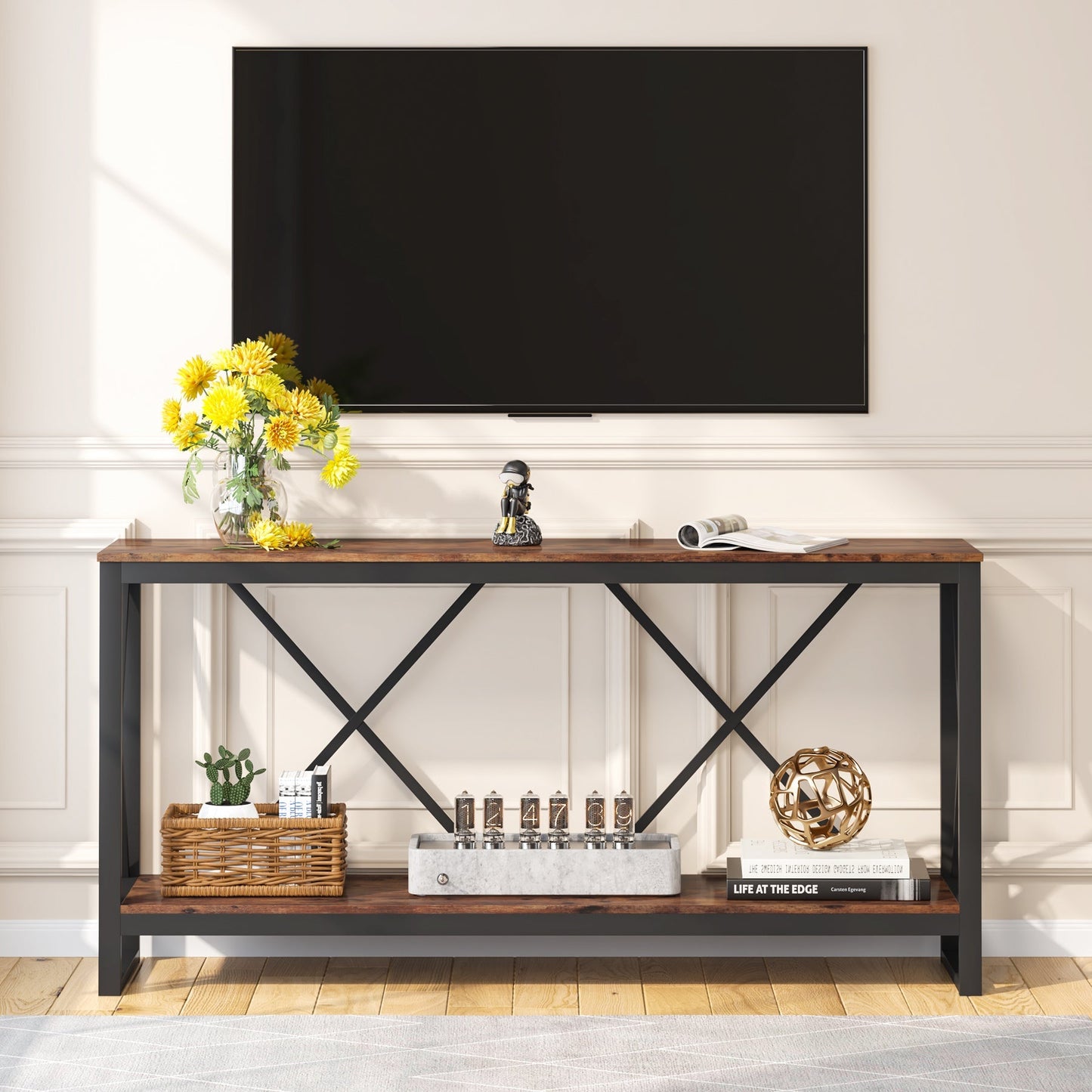 Entry Sofa Table with Open Storage Shelf