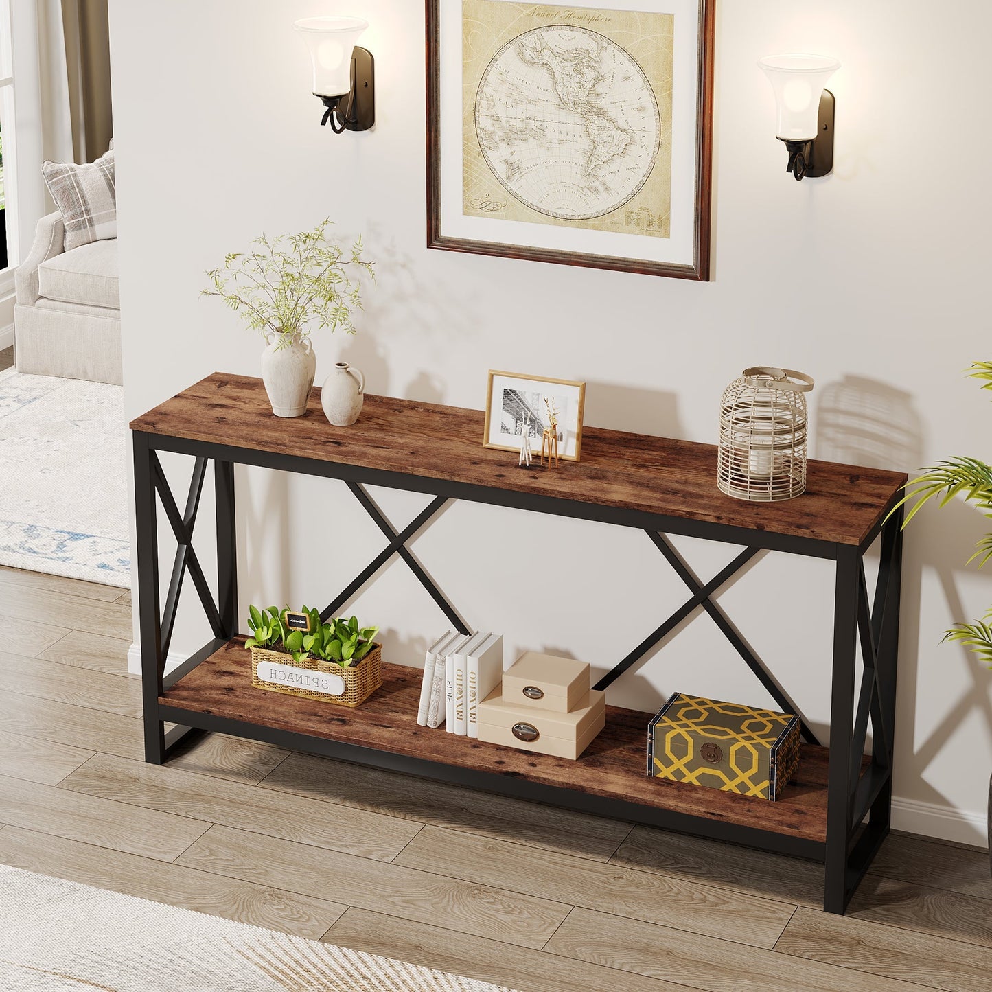 Entry Sofa Table with Open Storage Shelf