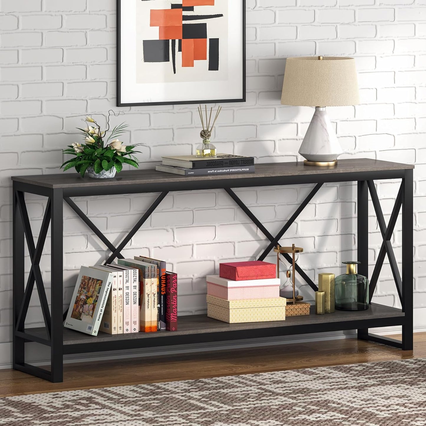 Entry Sofa Table with Open Storage Shelf