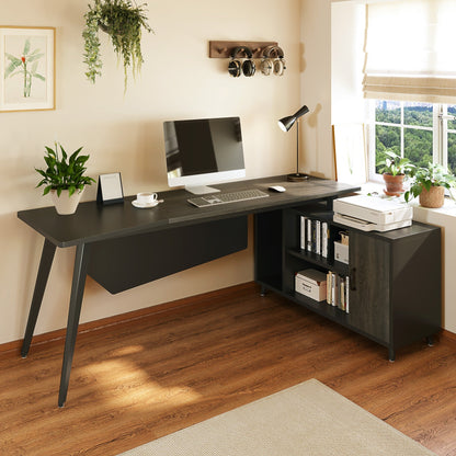 L-Shaped Desk with File Cabinet