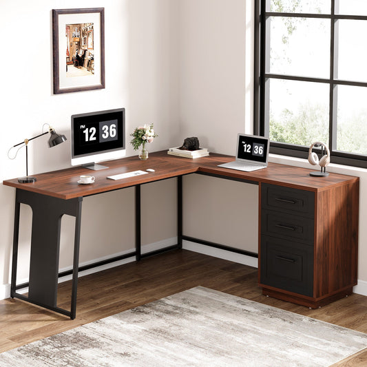 Corner Desk with File Drawer Storage