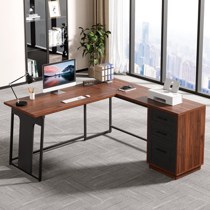 Corner Desk with File Drawer Storage