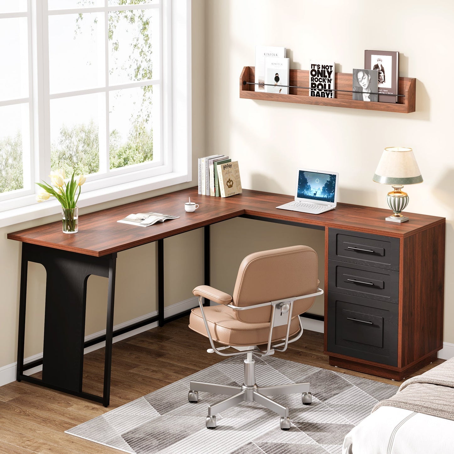 Corner Desk with File Drawer Storage