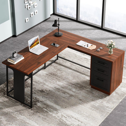 Corner Desk with File Drawer Storage