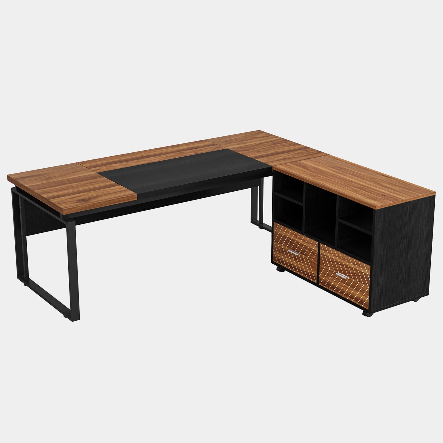 63" Computer Desk with Mobile File Cabinet