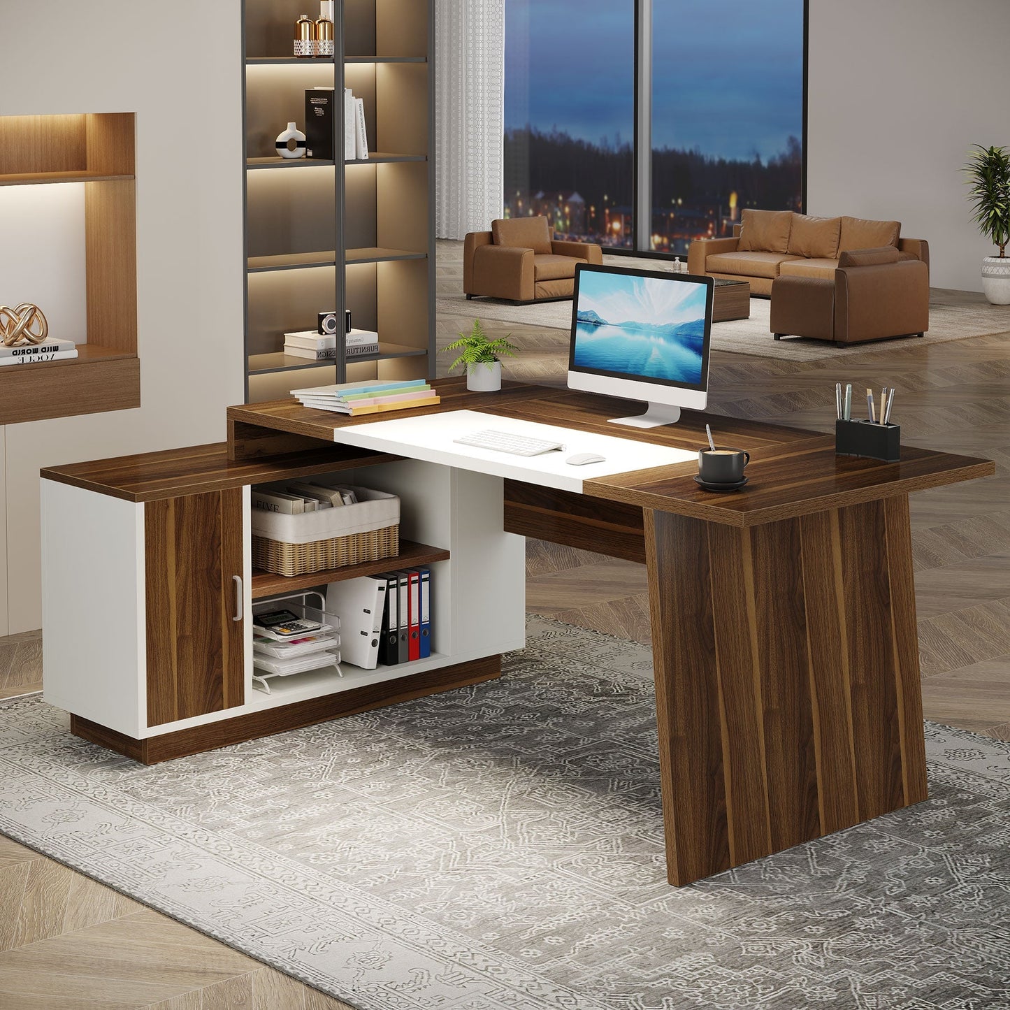 Computer Desk with Cabinet