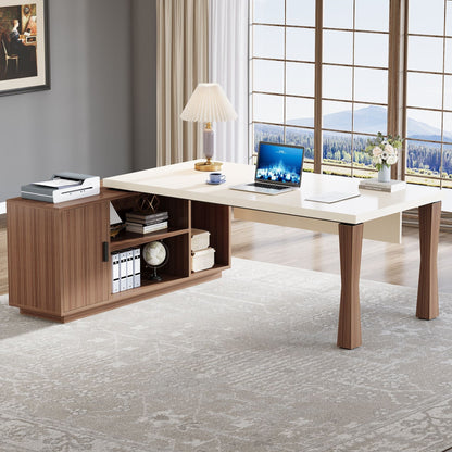 Large L-Shaped Executive Desk Computer Table with Cabinet