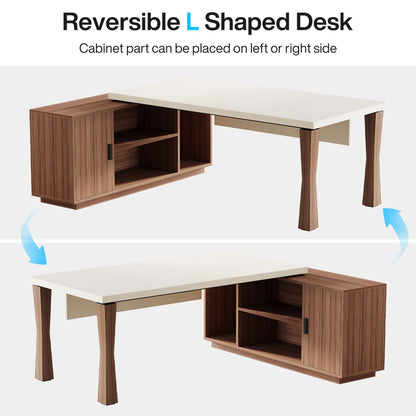 Large L-Shaped Executive Desk Computer Table with Cabinet