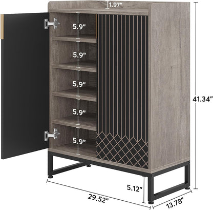 Modern Shoe Cabinet with Doors, 5-Tier Modern Shoe Rack Organizer