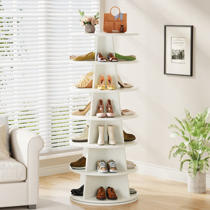 Rotating Shoe Rack, 7-Tier Revolving 24 Pairs Shoe Storage Shelf Tower