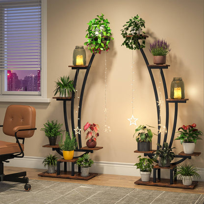 Plant Stand, Metal Curved Display Shelf