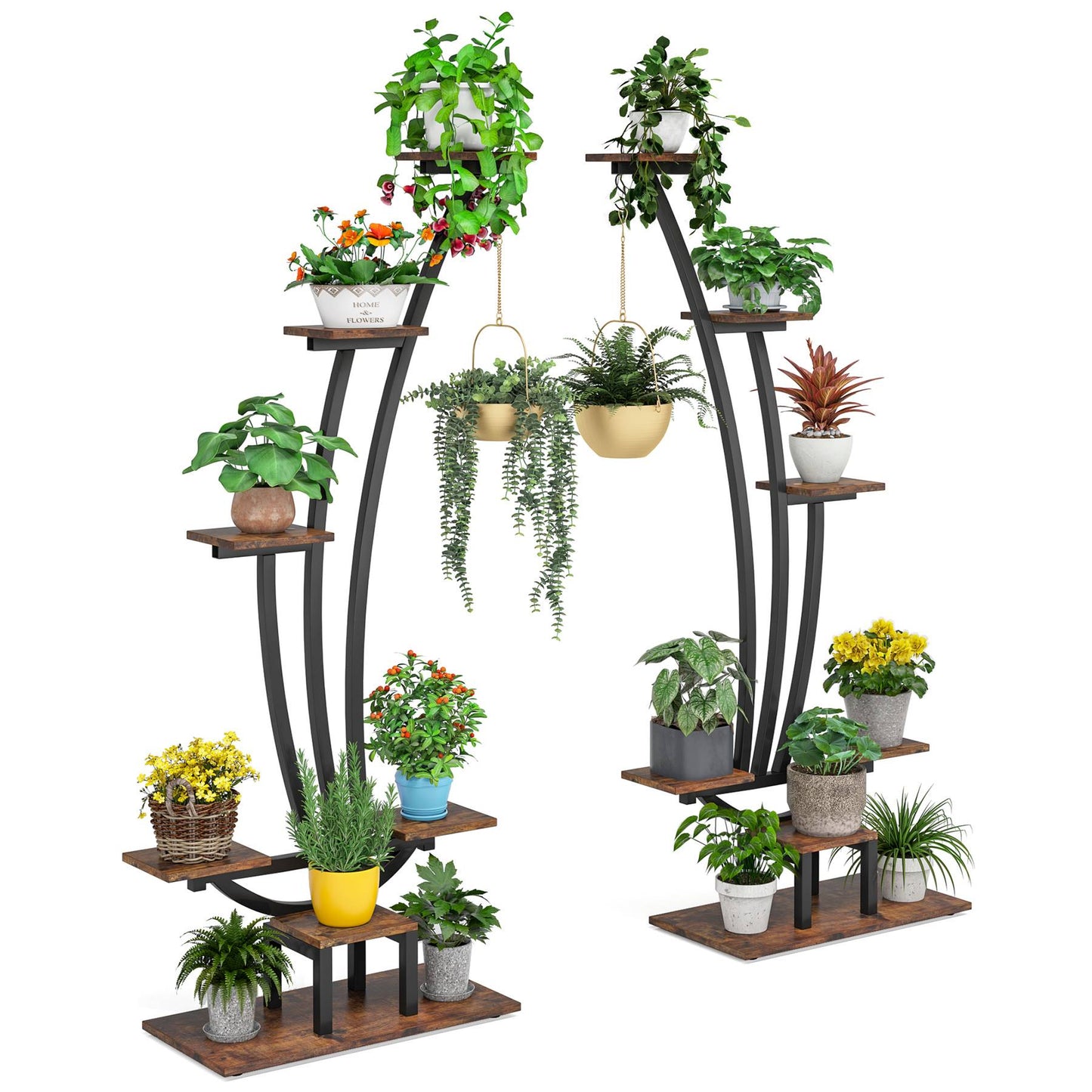 Plant Stand, Metal Curved Display Shelf