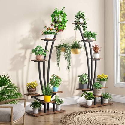 Plant Stand, Metal Curved Display Shelf