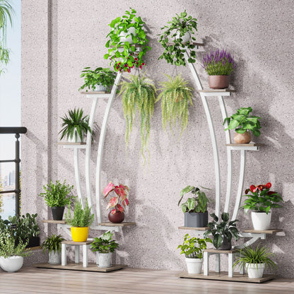 Plant Stand, Metal Curved Display Shelf