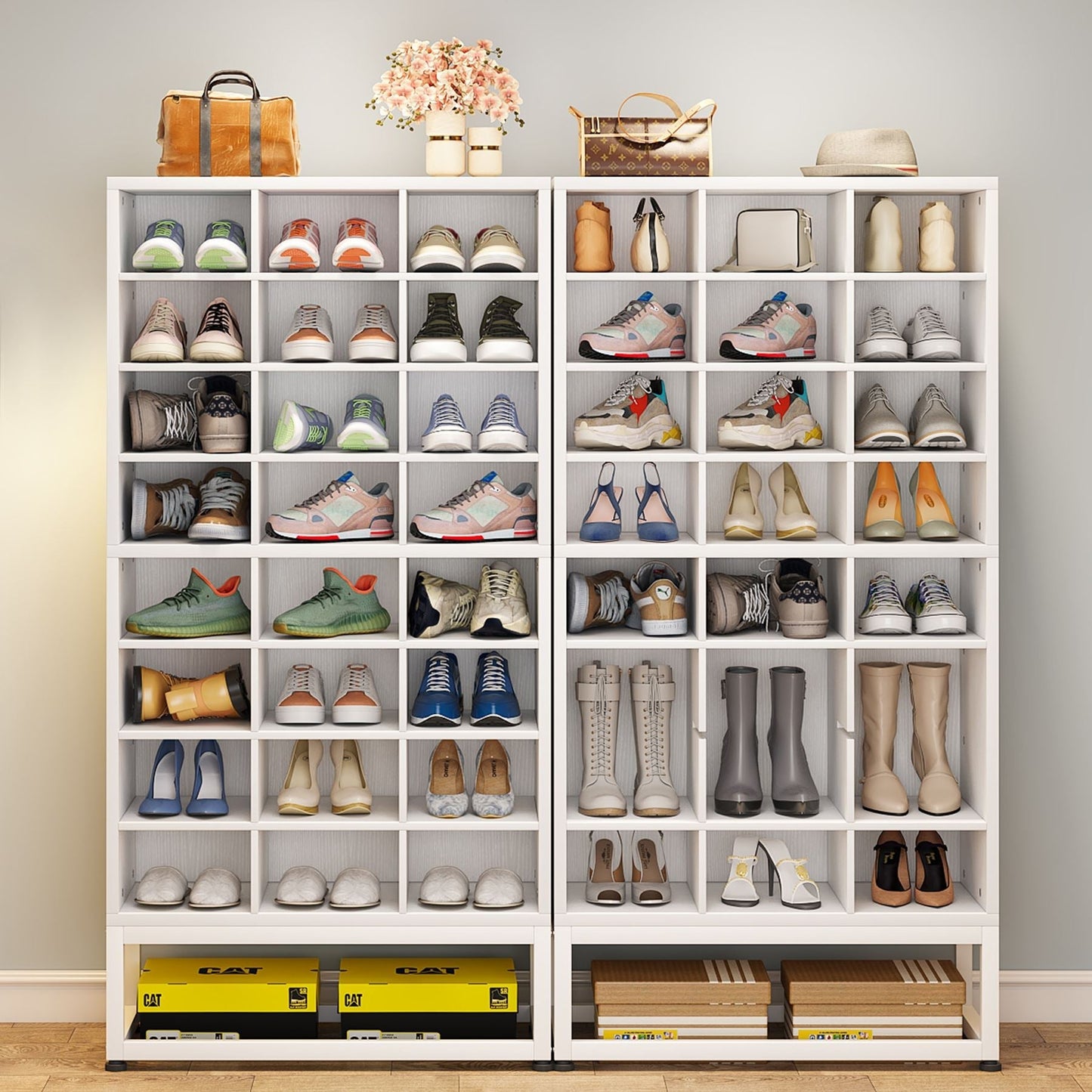 Freestanding Shoe Cabinet, 8-Tier Shoe Storage Rack with 24 Cubbies