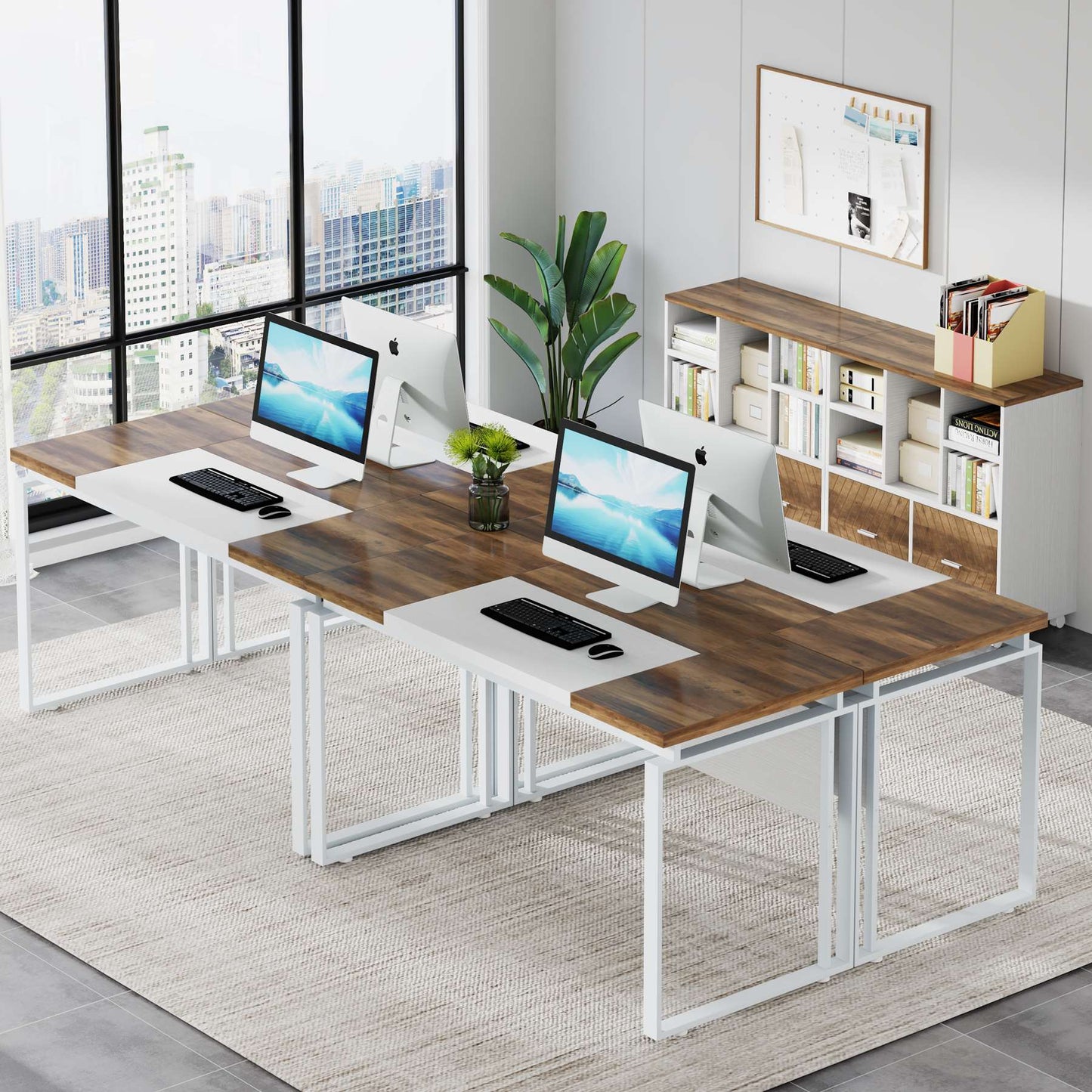 63" Computer Desk with Mobile File Cabinet