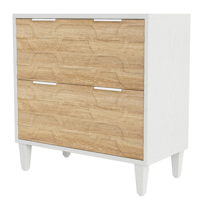 Wood File Cabinet, 2-Drawer Storage Cabinet for A4/Letter/Legal Size