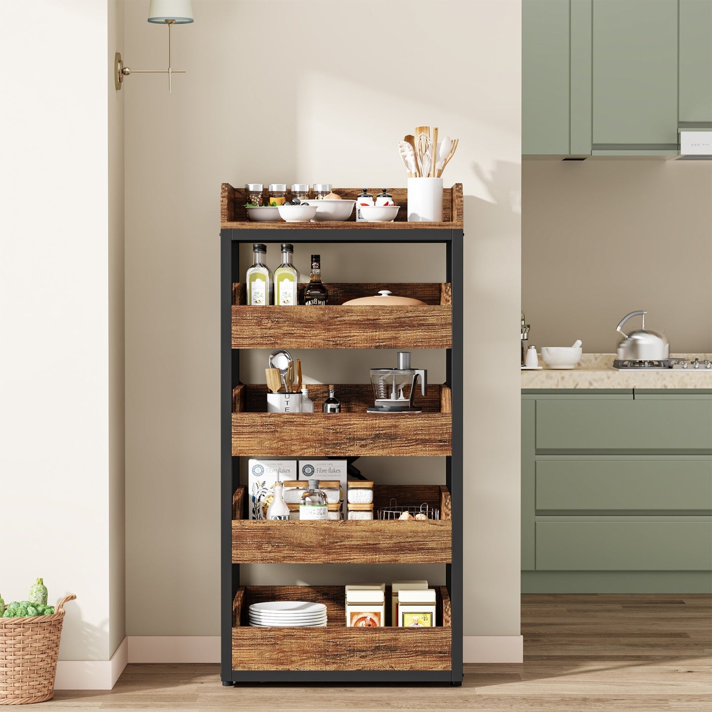 Wood Fruit and Vegetable Storage Rack