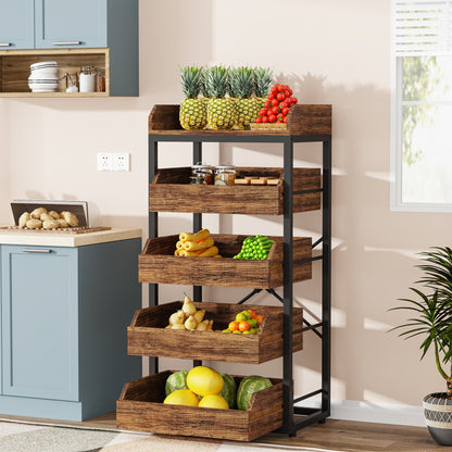 Wood Fruit and Vegetable Storage Rack