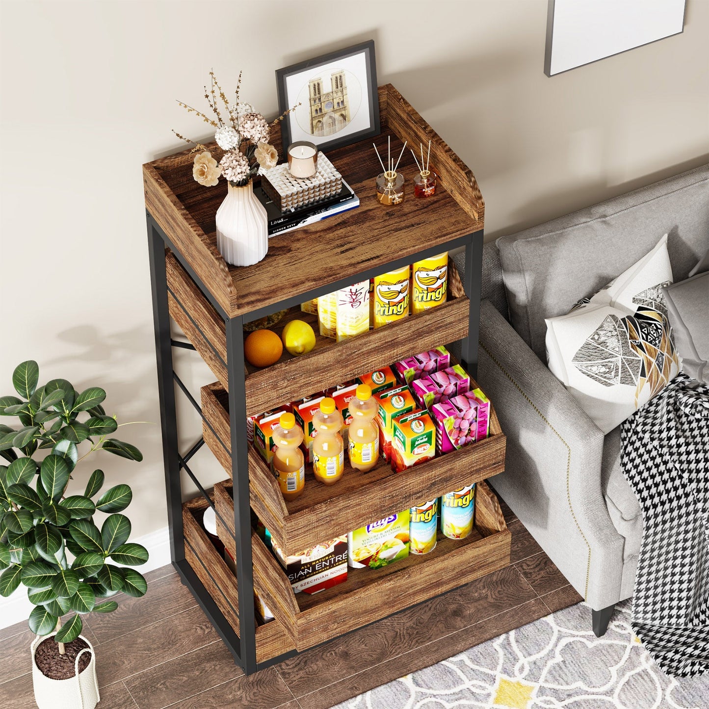 Wood Fruit and Vegetable Storage Rack