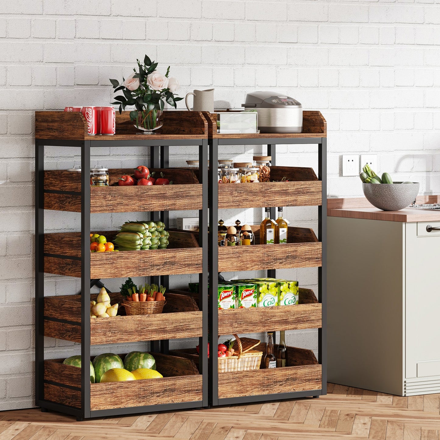 Wood Fruit and Vegetable Storage Rack